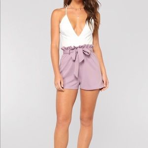 FASHION NOVA BABE BYE ROMPER IN LAVENDER